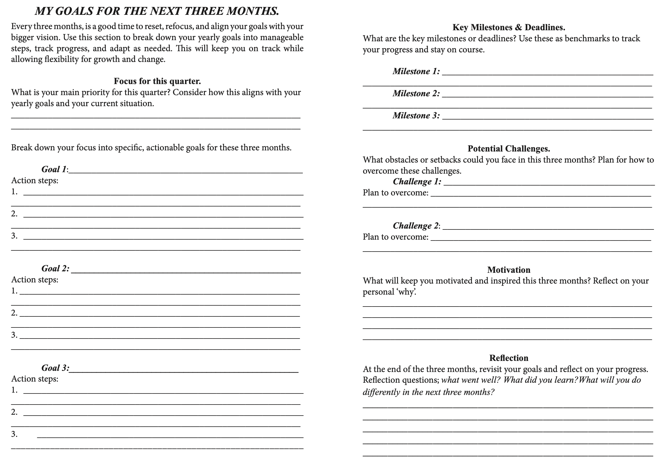 Goal setting framework in the mbele daily planner